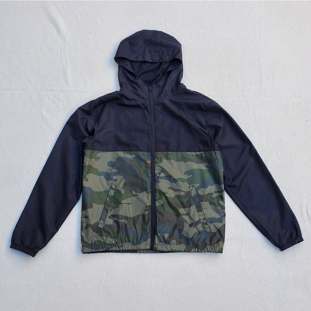 Independent Trading Company Black and Camoflouge Youth Hooded Jacket